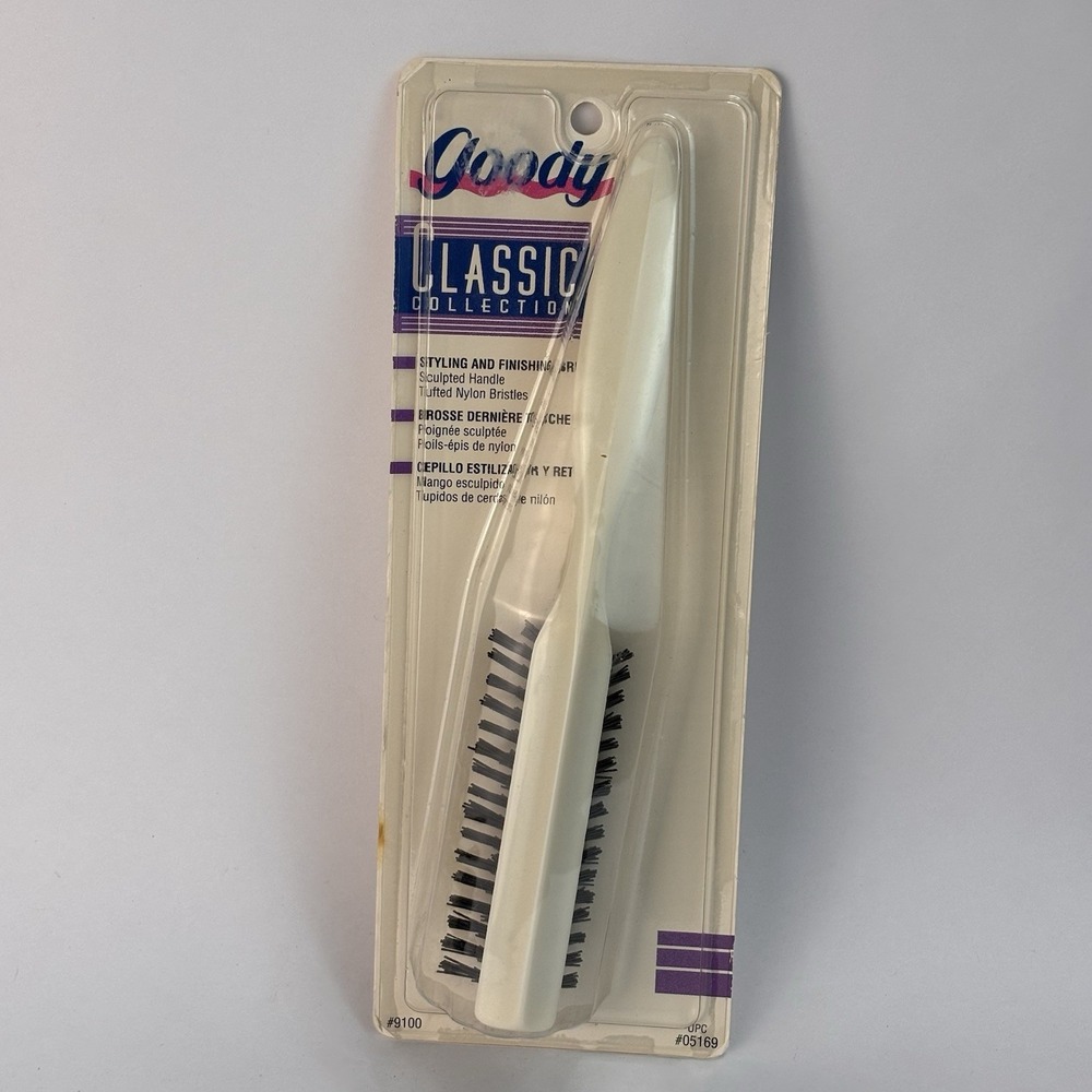 Vintage Goody Styling And Finishing Brush Nylon Bristles #9100 White Handle NEW
